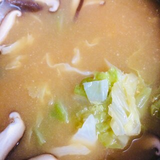 キャベツと白菜と椎茸の味噌汁
